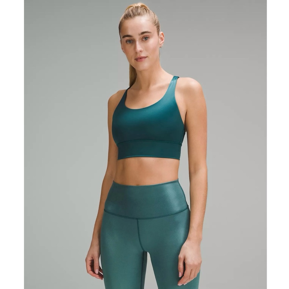 lululemon Energy Longline Bra Foil Medium Support, B-D Cups in Storm Teal - Picture 2 of 14